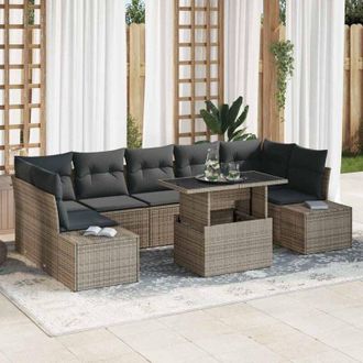 vidaXL Conjunto De Sof&aacute; De Jard&iacute;n 8 Pcs Gris 100 X 55 X 73 Cm Vidaxl