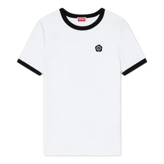 Kenzo Tops, Dames, Wit, S, Katoen, Boke Flower 2.0 Ribbed Fitted T-shirt