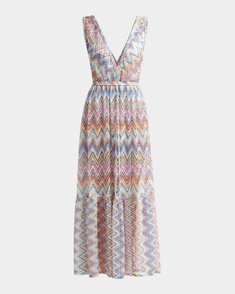 Missoni Long Zig Zag Tulle Dress Coverup