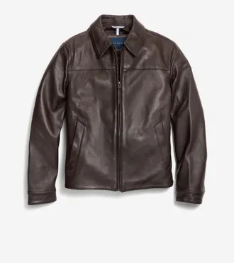 Cole Haan Mens Smooth Lamb Shirt Jacket - Brown Size Medium