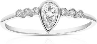 Vir Jewels 1/4 cttw Pear Lab Grown Diamond Engagement Ring in Sterling Silver For Women