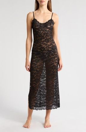 Natori Peony Lace Nightgown in Black at Nordstrom, Size X-Small