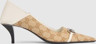 Gucci Womens Vittoria Pump, Beige, GG Canvas