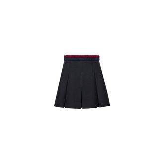 Moncler Moncler Cotton Gabardine Pleated Mini Skirt, Women, Blue, Size: 38