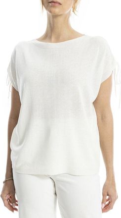Max Studio Drawstring Sleeve Linen-Blend Top