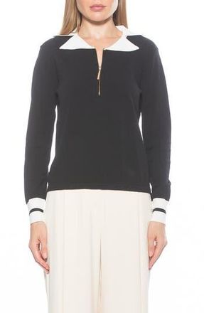 Alexia Admor Wyatt Long Sleeve Knit Sweater Top in Black at Nordstrom Rack, Size Large