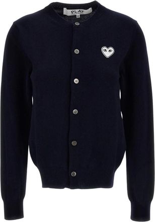 Comme Des Gar&ccedil;ons Crewneck Cardigan - Dames - Vesten - Blauw - S - Wol - Truien & Vesten
