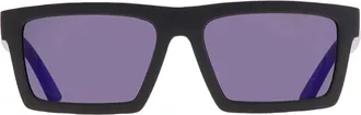 Prada Dark Blue Mirror Violet Rectangular Mens Sunglasses PS A07S 1BO05U 58