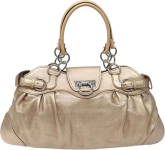 Ferragamo Gancini Gold Leather Handbag (Pre-Owned)