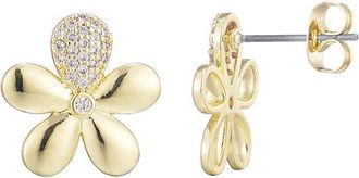 Adornia Adornia 14K Plated Cz Flower Petal Stud Earrings