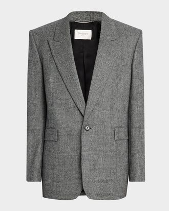 Saint Laurent Men & apos;s Wool Prince de Galles Plaid Jacket