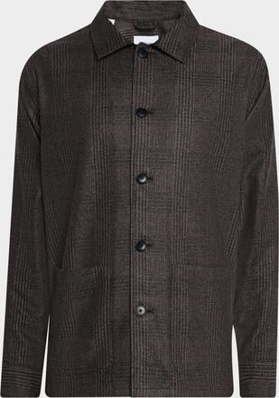 Eton Mens Check Wool-Cashmere Chore Jacket