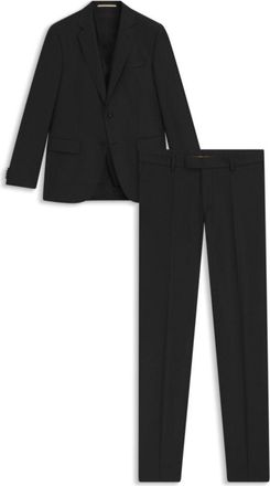BOSS Three-piece slim-fit suit in patterned virgin wool