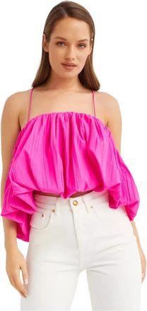 Acler Roze Puffy Top met Dunne Bandjes - Dames - Tops zonder mouwen - Roze - S - Polyester - Tops