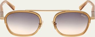 Ermenegildo Zegna Mens ORIZZONTE Geometric Acetate and Metal Sunglasses