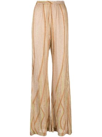 Forte_Forte patterned-intarsia high-waisted trousers - Arancione