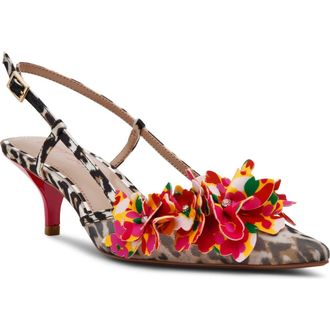 Betsey Johnson Baylee Pointed Toe Slingback Pump in Leopard Multi at Nordstrom, Size 6.5