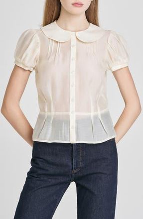 Wayf Kit Puff Sleeve Semisheer Peplum Top in Off White at Nordstrom Rack, Size X-Small