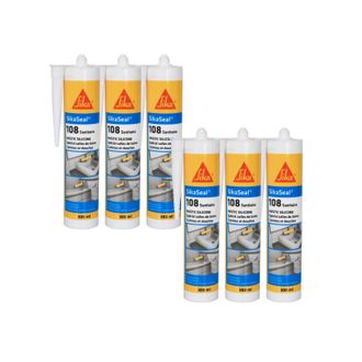 Sika Sika - Juego De 6 Selladores De Silicona Sanitaria Seal 108 - Transparente - 300ml