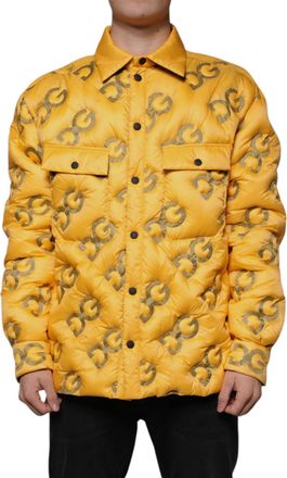 Dolce & Gabbana Mens Puffer Jacket Dg Logo Yellow - Orange Nylon - Size EU 52 (Mens)