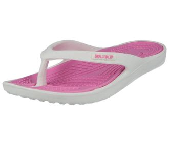 Shoes By Emma Ladies Fuchsia Blue Turquoise & Black/Red Eva Toe Post Flip Flop Surf Sandals New Summer Flat Beach Shoe (6 UK, White/Pink)