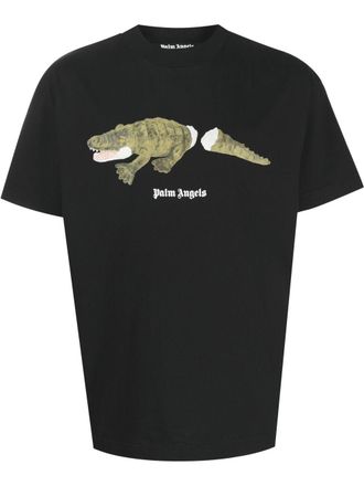 Palm Angels crocodile-print cotton T-shirt - Black