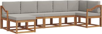 vidaXL Conjunto De Sof&aacute;s De Exterior 7 Uds. Gris Natural Y Claro Vidaxl