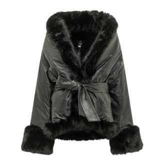 Rotate Rotate Birger Christensen, Jassen, Dames, Zwart, 2Xs, Leer, Bonded Leather Jacket