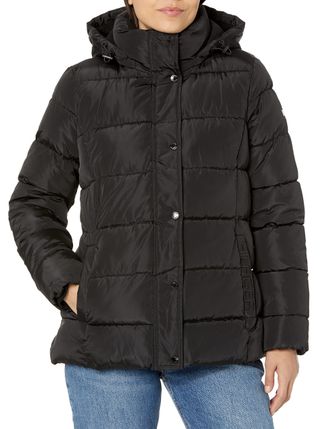 Tommy Hilfiger Womens Short Puffer Jacket Coat, Black, XL