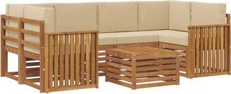 vidaXL Conjunto De Sof&aacute;s De Exterior 7 Uds. Natural Y Beige Vidaxl