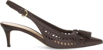 Gianvito Rossi Fes Sling Slingback in Brown Calf Leather at Nordstrom, Size 40.5