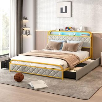 Costway Costway King Size Modern Faux Leather Upholstered Platform Bed