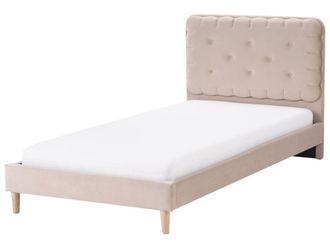 Beliani Cama individual de tejido beige 90x200