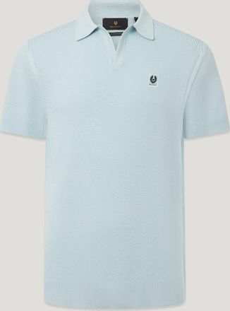 Belstaff Coast Knitted Polo Mens Cotton Silk Pique Sky Blue Size 2XL