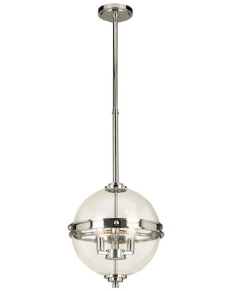 Eglo Eglo Cecilia 3 Light Pendant With Chrome Finish & Clear Shere Shaped Glass Shade
