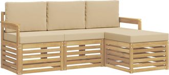 vidaXL Conjunto De Sof&aacute;s De Exterior 4 Uds. Y Beige Poli&eacute;ster Vidaxl