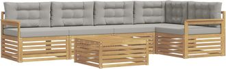 vidaXL Conjunto De Sof&aacute;s De Exterior 6 Uds. Blanco Y Gris Claro Vidaxl