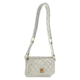 Chanel Pre-owned leren schoudertas - Dames - Vintage Schoudertas - Grijs - ONE Size - Leer - Vintage