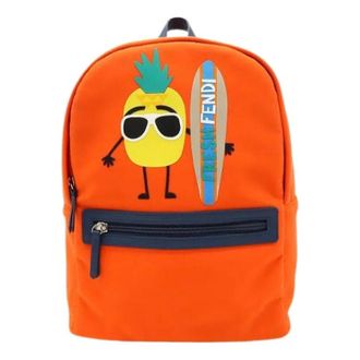 Fendi Pre-owned Backpacks, unisex, Orange, Size: ONE SIZE Pre-owned Neoprene Leather Pineapple Backpack