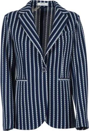 Circolo 1901 Long Textured Vertical Stripe Slim Jacket