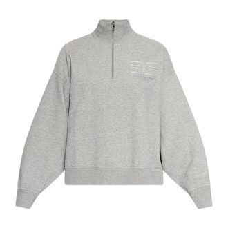 Ganni Zip-throughs, female, Gray, Size: 2XS Half Zip Sweatshirt