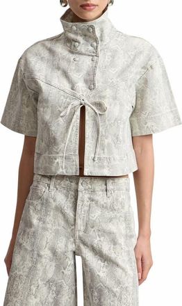 Avec Les Filles Python Print Short Sleeved Jacket in Ecru Python at Nordstrom, Size X-Small