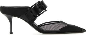 Alexander McQueen Black Mesh And Leather Punk Heels