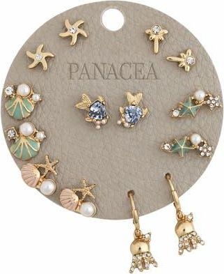 Panacea Sea Life Set of 7 Assorted Stud Earrings in Gold at Nordstrom Rack
