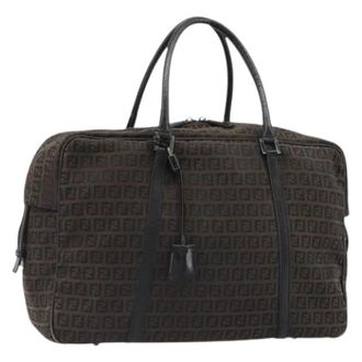Fendi Pre-owned Zucchino Canvas Boston Bag - Dames - Vintage Weekendtas - Bruin - ONE Size - Leer - Vintage