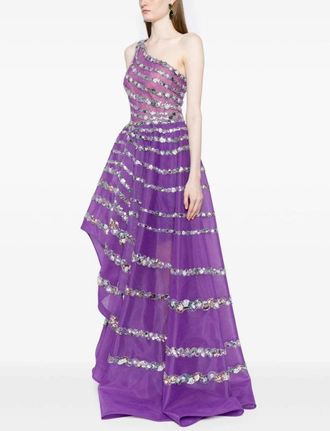 Saiid Kobeisy One Shoulder Asymmetric, Beaded Dress