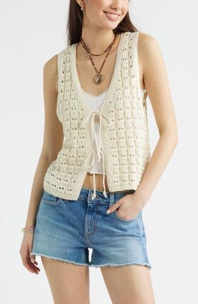BP. Tie Front Sweater Vest in Ivory Dove at Nordstrom, Size Xx-Small