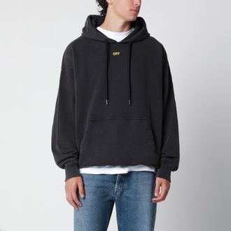 Off-white Felpa con cappuccio nera slavata con logo OFF