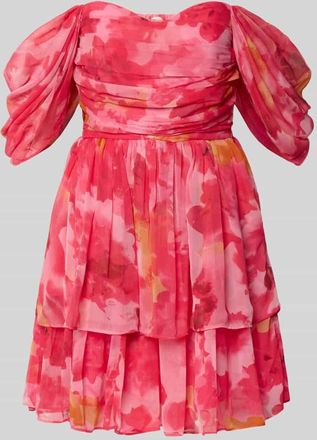 Lace & Beads Cocktailkleid im Off-Shoulder-Design in Pink, Gr&ouml;&szlig;e XXL