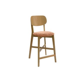 Miliboo Taburete De Cocina De Madera De Roble Claro Y Tela Efecto Aterciopelado Terracota 65 Cm Lucia